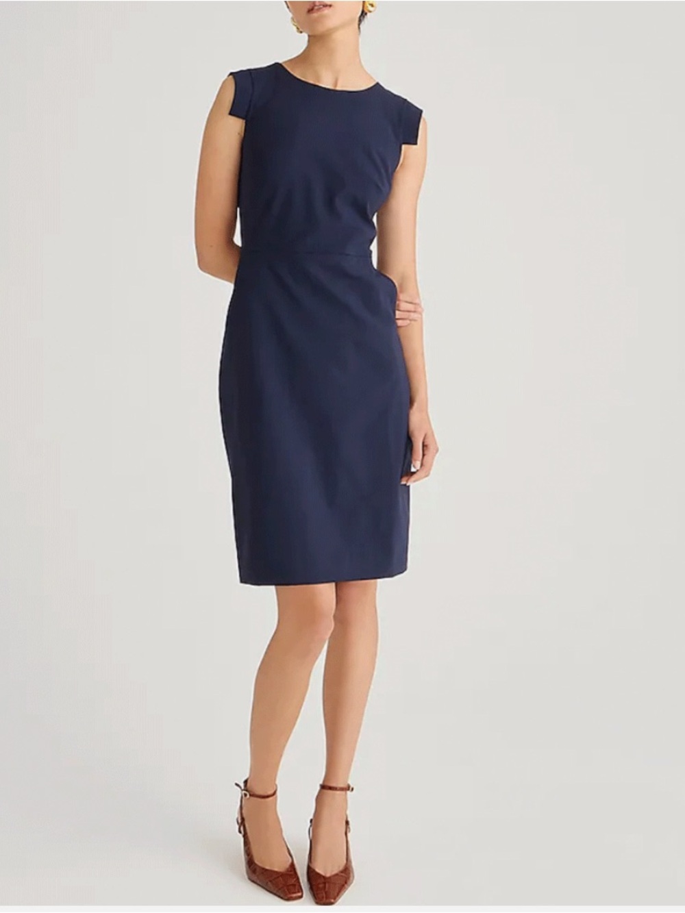 J.Crew 16 Resume Sheath in Navy Blue Italian Stretch Wool Dress